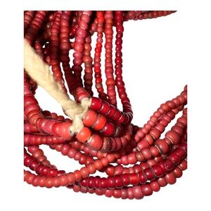 Antique 8-Strand Venetian Glass Red “White Hearts” African Trade Beads